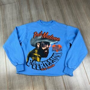 Post Malone Sweatshirt Size S Crop F-1 Trillion Tour 2024 Oversized Blue